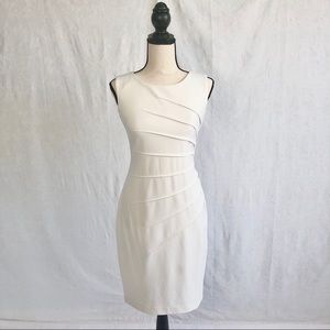 CALVIN KLEIN White Ruched Sheath Dress